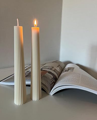 Striped Pillar Candle - Scented Soy Wax | Set of 2 - Navam