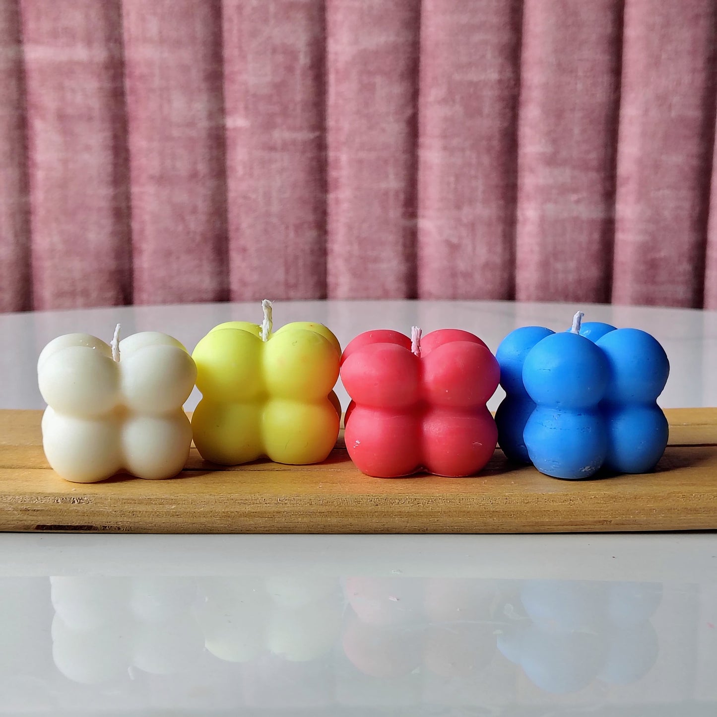 Scented Mini Bubble Candle |100% Soy Wax | Handmade Candle | Set of 4 | Multicolour | NAV-CT-013 - Navam