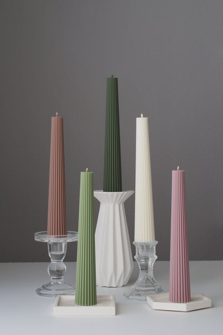 Striped Pillar Candle - Scented Soy Wax | Set of 2 - Navam