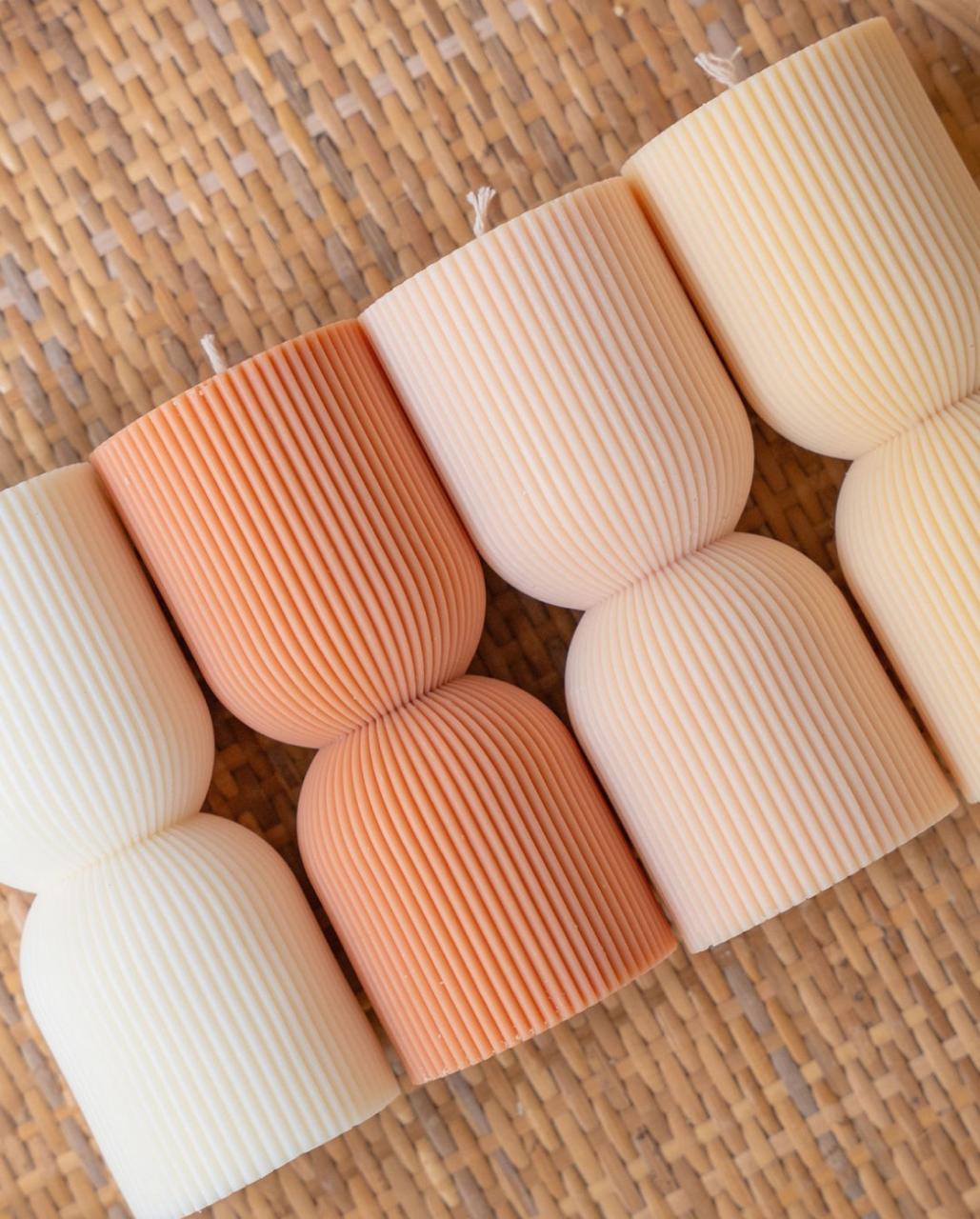 Ribbed Hourglass-Shaped Soy Scented Candle | Set of 2 | - Navam