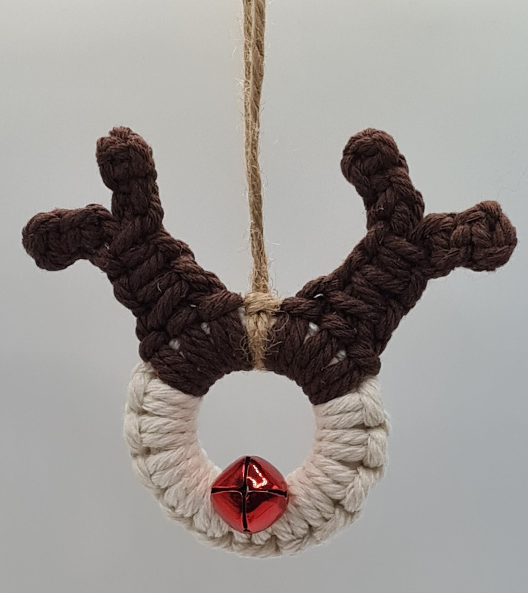Macrame Christmas Tree Ornament- Reindeer Set of 2 | Christmas Festive Holiday Party Hanging Decor, Pure Cotton - Navam