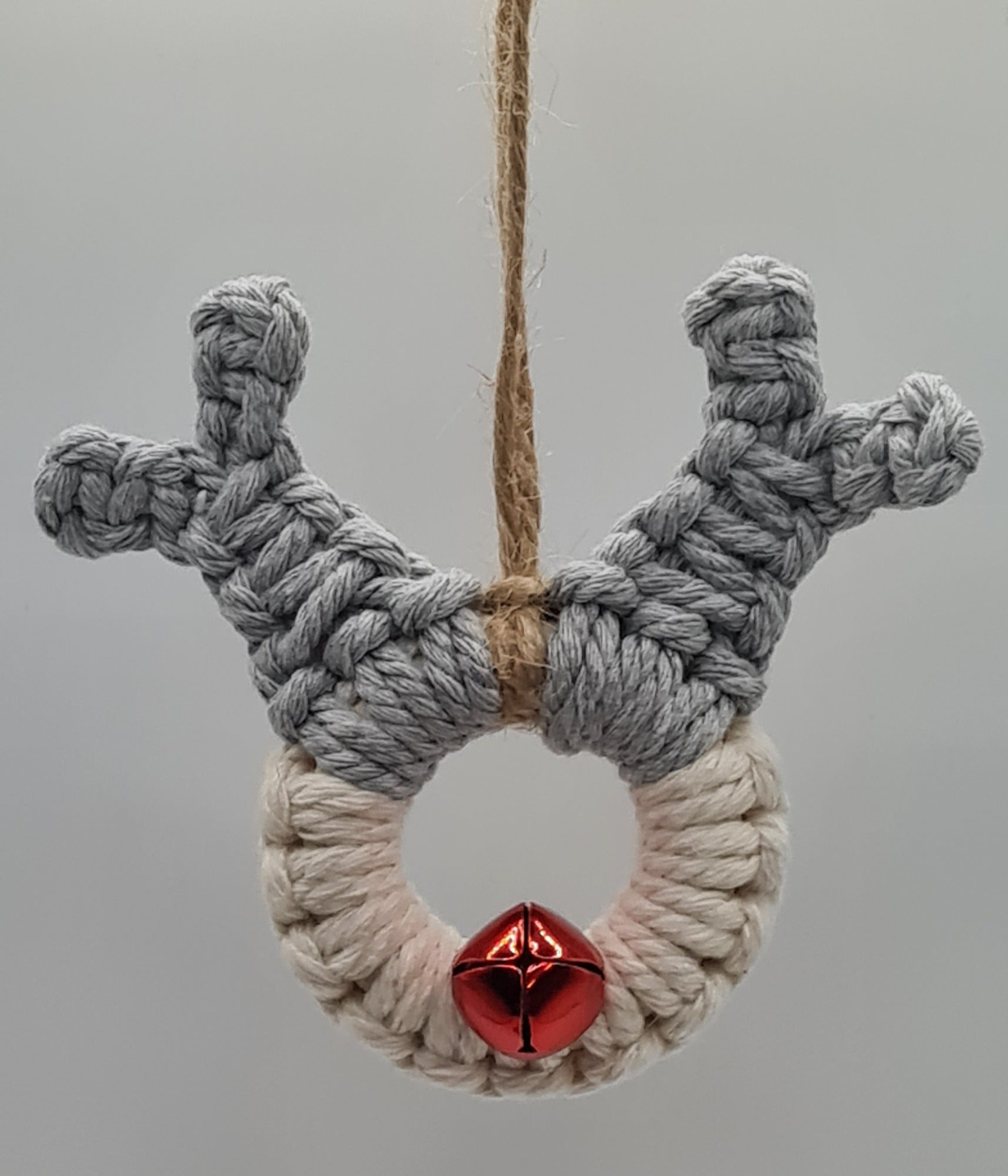 Macrame Christmas Tree Ornament- Reindeer Set of 2 | Christmas Festive Holiday Party Hanging Decor, Pure Cotton - Navam