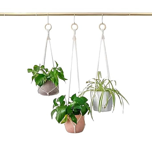 Macrame Plant Hanger,35"/30"/25" Plant Hanger Indoor,Handmade Woven Cotton Rope Flower Pot Crochet Plant Holder | Set 0f 3| - Navam