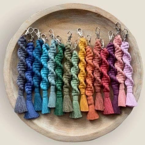 Spiral Macrame Keychain | Personalized Boho Favors | Christmas Gift | Bulk Wedding or Baby Shower | Set 0f 3