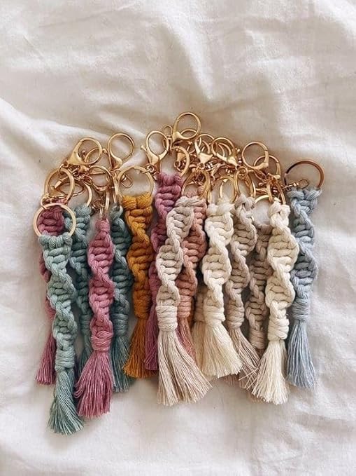 Spiral Macrame Keychain | Personalized Boho Favors | Christmas Gift | Bulk Wedding or Baby Shower | Set 0f 3