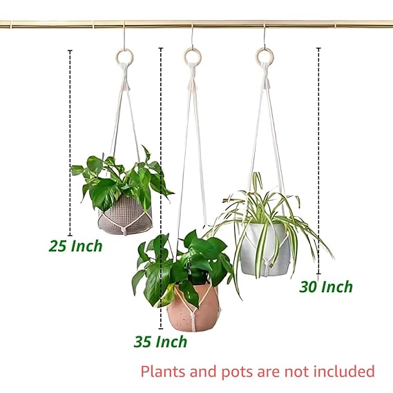 Macrame Plant Hanger,35"/30"/25" Plant Hanger Indoor,Handmade Woven Cotton Rope Flower Pot Crochet Plant Holder | Set 0f 3| - Navam