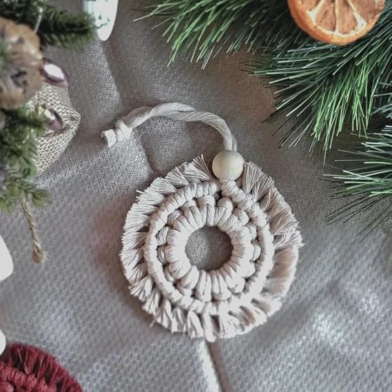 Macrame Wreath Christmas Ornaments | Set of 2 | - Navam