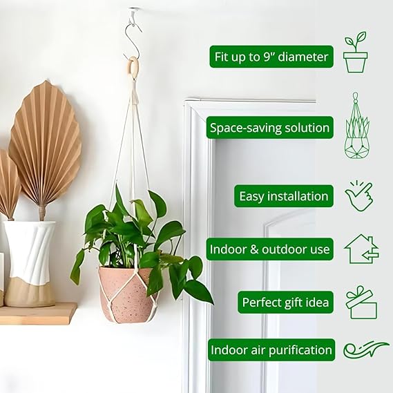 Macrame Plant Hanger,35"/30"/25" Plant Hanger Indoor,Handmade Woven Cotton Rope Flower Pot Crochet Plant Holder | Set 0f 3| - Navam