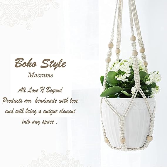 Macrame Plant Hangers Handmade Cotton Rope Hanging Planters Flower Pots Holder Stand, for Indoor Outdoor Boho Home Décor | Set of 2| - Navam