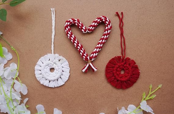 Macrame Wreath Christmas Ornaments | Set of 2 | - Navam