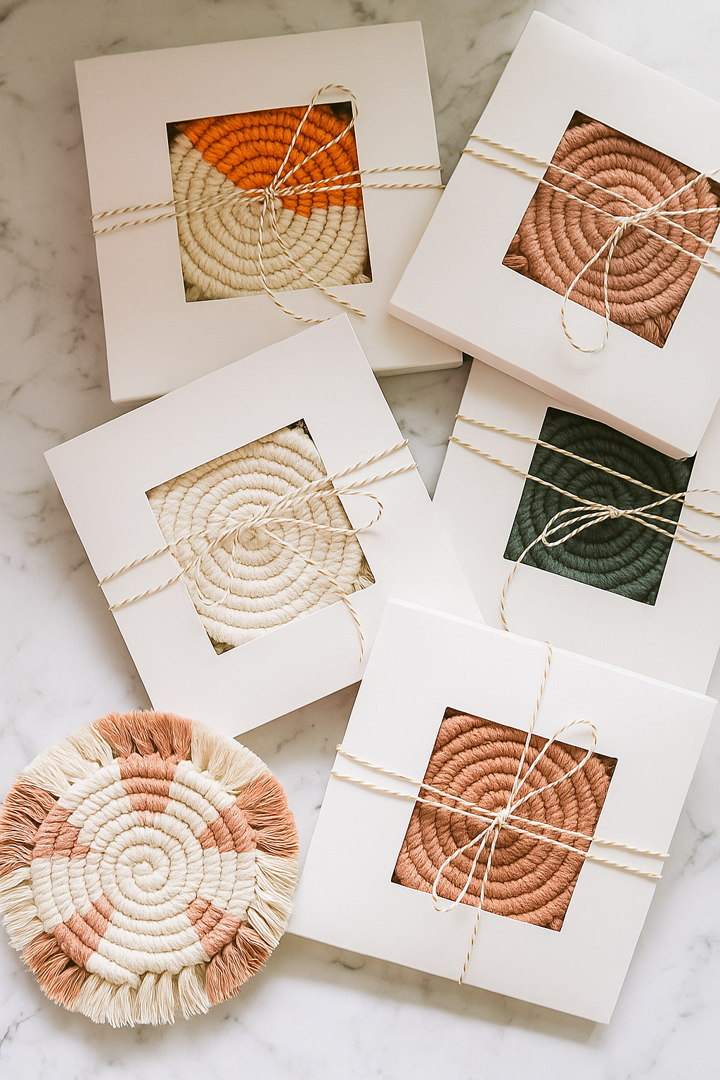 Handcrafted Macrame Coaster Set – Eco-Boho Style | Set 0f 4