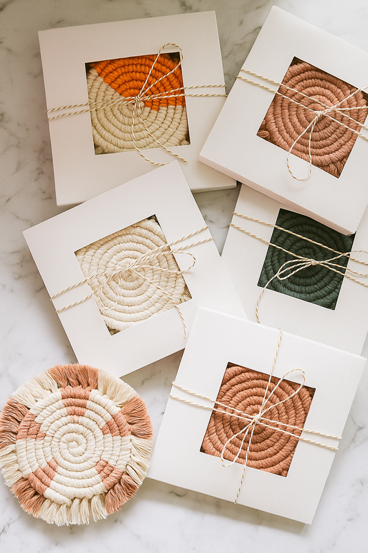 Handcrafted Macrame Coaster Set – Eco-Boho Style | Set 0f 4