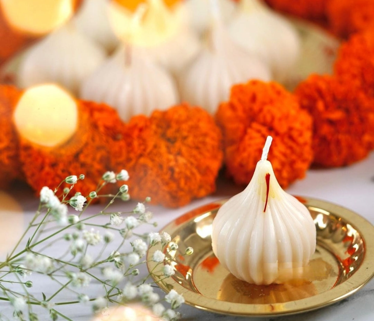 Festive Modak Candle | Elegant Candles for Ganesh Chaturthi | 100% Soy Wax | NAV-CT-006 - Navam