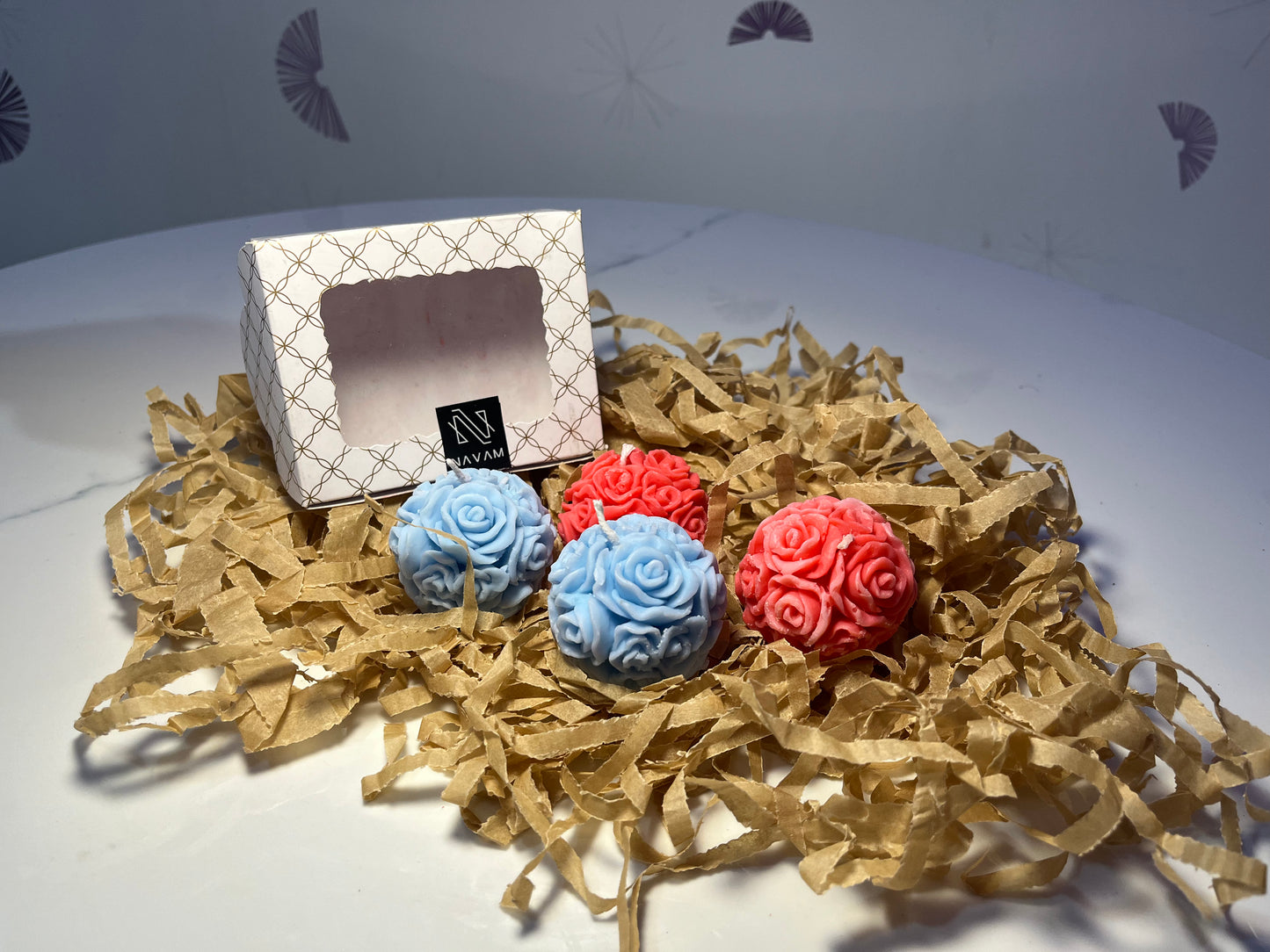 Elegant Rose Ball Sphere Candle | Set of 2  | NAV-CT-015 - Navam