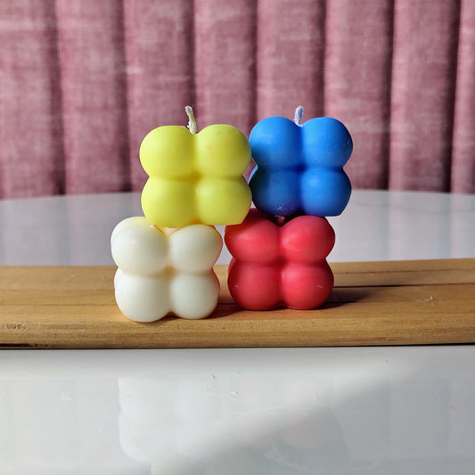 Scented Mini Bubble Candle |100% Soy Wax | Handmade Candle | Set of 4 | Multicolour | NAV-CT-013 - Navam