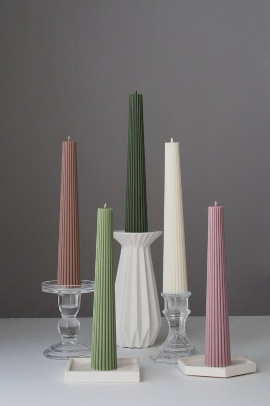 Striped Pillar Candle - Scented Soy Wax | Set of 2 - Navam
