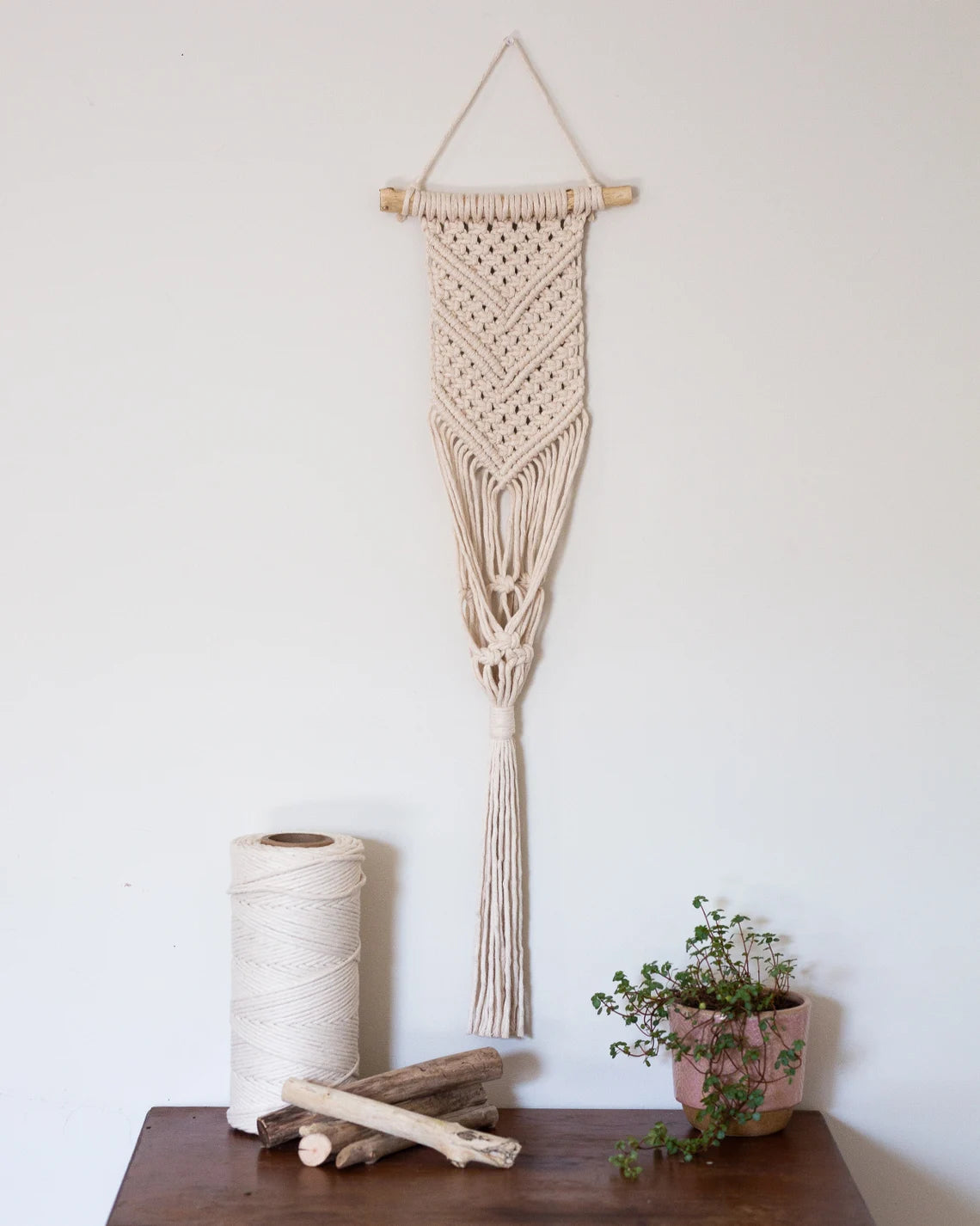 Macramé Plant Hanger – Handmade Cotton Rope Pot Holder | One Piece