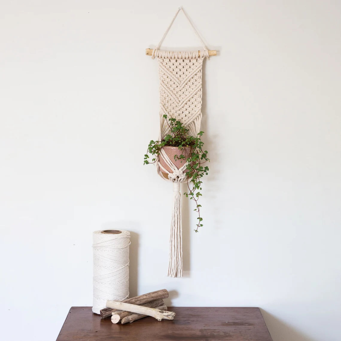 Macramé Plant Hanger – Handmade Cotton Rope Pot Holder | One Piece