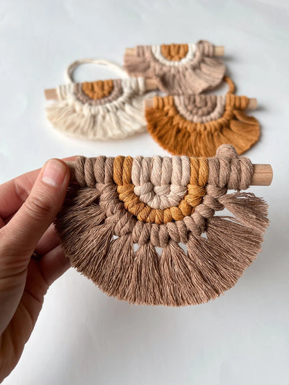 Mini Half Circle Macrame Wall Hanging | Linen Macrame- Half Moon | set of 4