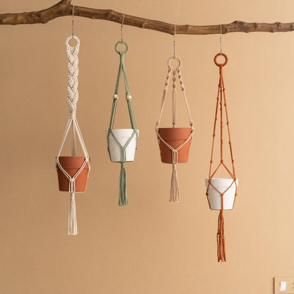 Macrame Plant Hanger – Boho Hanging Planter Holder for Indoor Décor | Eco-Friendly Gift Idea