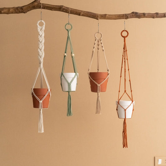 Macrame Plant Hanger – Boho Hanging Planter Holder for Indoor Décor | Eco-Friendly Gift Idea