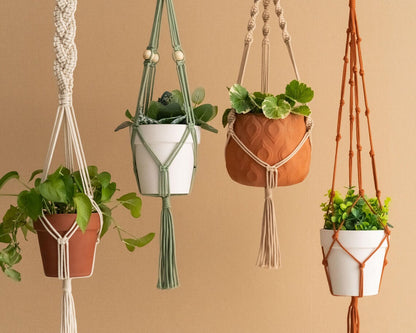 Macrame Plant Hanger – Boho Hanging Planter Holder for Indoor Décor | Eco-Friendly Gift Idea