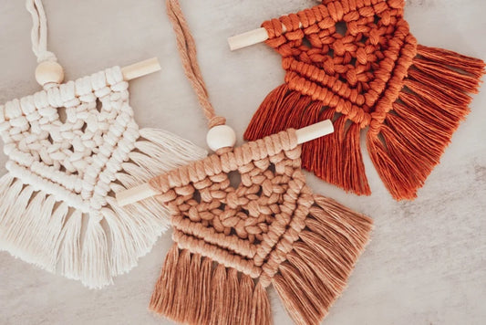 Handcrafted Mini Macramé Wall Hangings with Bead – Set of 3