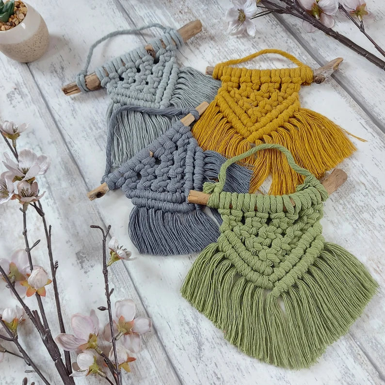 Mini Macrame Wall Hanging | Macrame Door Hanger | Set of 4