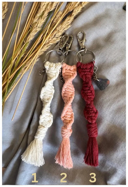 Spiral Macrame Keychain | Personalized Boho Favors | Christmas Gift | Bulk Wedding or Baby Shower | Set 0f 3
