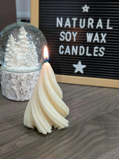 Swirl Christmas Tree Candle – Elegant & Festive Holiday Decor | Set of 2 | Soy Wax | - Navam