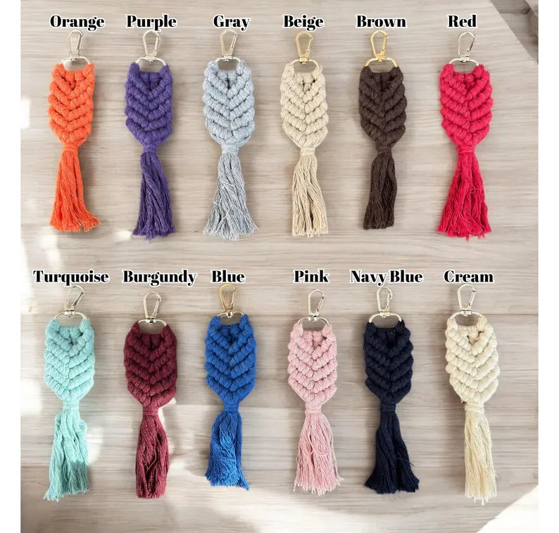 Macrame Keychain Wedding & Party Favors – Boho Rustic Bridal Shower Keepsake Gifts for Guests | Set of 3