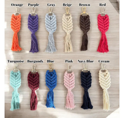 Macrame Keychain Wedding & Party Favors – Boho Rustic Bridal Shower Keepsake Gifts for Guests | Set of 3